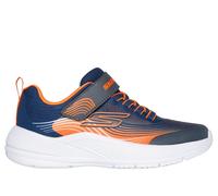 Skechers Boy's Microspec Advance Sneaker in Navy Blue/Orange, Size 11.5 | Textile/Synthetic, Machine Washable