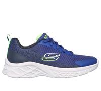 Skechers Boy's Microspec II - Vovrix Sneaker in Navy Blue/Black/Lime, Size 2 | Textile/Synthetic, Machine Washable