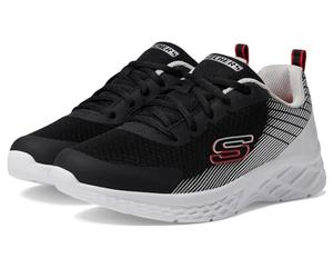 Skechers Boy's Microspec Ii Vovrix Sneakers, Black Textile/Synthetic/Silver & Red Tri, 3.5 UK Child