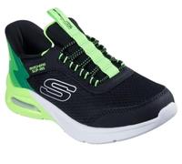 Skechers Boy's Microspec Max Brisk-Stripe Sneaker, Black Textile/Synthetic/Lime Trim, 9.5 UK