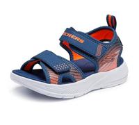 Skechers Baby Boy's Microspec-Splash Sneakers, Navy Synthetic/Gray & Orange Trim, 4 UK Child
