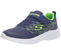 Skechers Boy's Microspec Texlor Sneaker, Navy Textile Lime Silver Trim, 1.5 UK