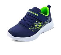 Skechers Boy's Microspec Texlor Sneaker, Navy Textile Lime Silver Trim, 4 UK
