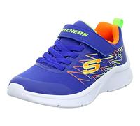 Skechers Boys Microspec Texlor Sneaker, Blue Textile Orange Lime Trim, 3 UK