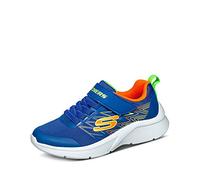 Skechers Boys Microspec Texlor Sneaker, Blue Textile Orange Lime Trim, 3 UK