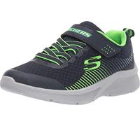 Skechers Boy's Microspec Trainers, Navy Textile Lime Blue Trim, 12 UK