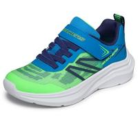 Skechers Boy's Microspec Velocity Sneakers, Lime & Blue Synthetic/Textile/Navy Trim, 2 UK Child