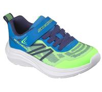 Skechers Boy's Microspec Velocity Sneaker in Lime/Blue, Size 3 | Synthetic/Textile, Machine Washable