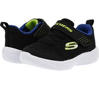Skechers Skech-Stepz 2.0 Mini Wanderer Sneaker, Black Textile/Synthetic/Blue & Lime Trim, 4 UK Child