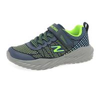 Skechers Boys Nitro Sprint Karvo Sneaker, Navy Textile Lime Blue Trim, 1 UK Child