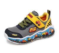Skechers Baby Boy Sneaker Play Scene – Black & Gray Textile/Synthetic, Yellow Trim – UK 5