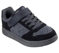 Skechers Boy's Quick Street Smooth Avenue Sneakers, Black Textile/Synthetic/Gray Trim, 1 UK Child