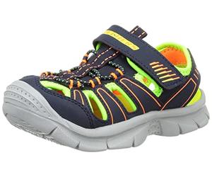 Skechers Boy's Relix Valder Sandals, Navy Synthetic/Lime & Orange Trim, 13 UK