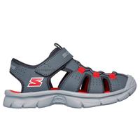 Skechers Boy's Relix - Valdex Sandals in Charcoal/Red, Size 4 | Synthetic/Textile, Machine Washable