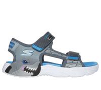Skechers Boy's S-Lights: Creature-Splash Sandals in Charcoal/Blue, Size 9.5 | Synthetic/Textile