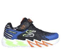 Skechers Boy's S Lights: Flex-Glow Bolt Sneaker in Black/Blue, Size 3 | Synthetic/Textile