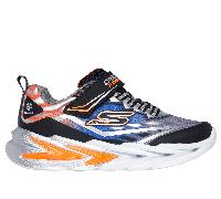Skechers Boy's S-Lights: Flex-Glow Ultra Sneaker in Black/Silver, Size 10.5 | Synthetic/Textile