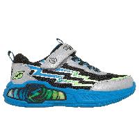 Skechers Boy's S-Lights: Light Storm 3.0 - Prism Tech Sneaker in Silver, Size 2 | Synthetic/Textile