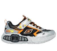 Skechers Boy's S-Lights: Light Storm 3.0 Sneaker in Silver/Black | Synthetic/Textile