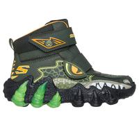 Skechers Boy's S-Lights: Skech-O-Saurus Lights 2.0 - Arctic Dino Sneaker in Olive, Size 10.5 | Synthetic/Textile