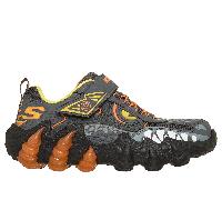 Skechers Boy's S-Lights: Skech-O-Saurus Lights 2.0 Sneaker in Charcoal/Orange, Size 10.5 | Synthetic/Textile