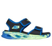 Skechers Boy's S-Lights: Sola Glow Sandal - Fusion Brights Sandals in Black/Blue, Size 9.5 | Synthetic