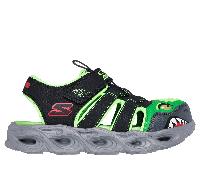 Skechers Boy's S-Lights: Thermo-Flash - Hydro-Flare Sandals in Black/Lime, Size 1 | Synthetic