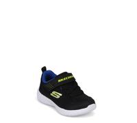 Skechers Boy's Skech-stepz 2.0 Mini Wanderer Sneaker, Black Textile Synthetic Blue Lime Trim, 10 UK Child