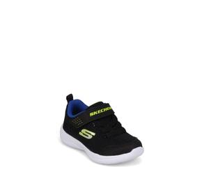 Skechers Boy's Skech-stepz 2.0 Mini Wanderer Sneaker, Black Textile Synthetic Blue Lime Trim, 10 UK Child