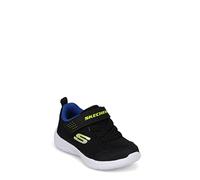 Skechers Boys Skech-Stepz 2.0 Mini Wanderer Sneaker, Black Textile Synthetic Blue Lime Trim, 8 UK Child