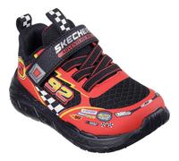 Skechers Boys Trainers, Black Synthetic/Textile/Red Trim, 4 UK