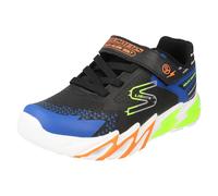 Skechers Boy's Flex-Glow Bolt Sneakers, Black Synthetic / Textile / Blue, Lime, & Ora, 13 UK Child
