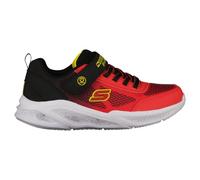 Skechers Boy's Skechers Meteor-Lights Krendox Sneaker, Red & Black Textile / Synthetic / Yellow Trim, 12.5 UK