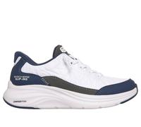 Skechers Boy's Slip-ins: Contour Foam - Cosy Fit Sneaker in White/Navy Blue, Size 1 | Textile/Synthetic, Machine Washable