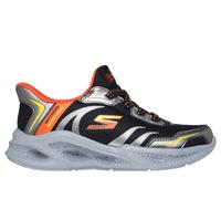 Skechers Boy's Slip-ins: Meteor-Lights - Brisk-Beams Sneaker in Black/Silver, Size 10.5 | Synthetic/Textile