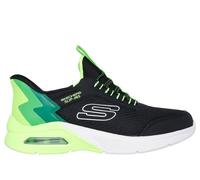 Skechers Boy's Slip-ins: Microspec Max - Brisk-Stripe Sneaker in Black/Lime, Size 11 | Textile/Synthetic