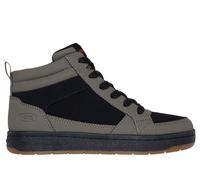 Skechers Boy's Smooth Street - Cosy Zip Sneaker in Olive/Black, Size 13 | Synthetic/Textile
