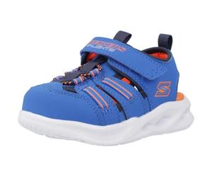 Skechers Boys Sola Glow Flat Sandal, Blue, 4 UK Child