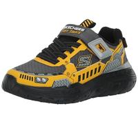 Skechers Boys Trainers, Charcoal Synthetic/Textile/Yellow Trim, 3 UK