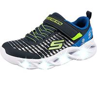 Skechers Twisty Brights Sneaker, Navy & Blue Textile/Lime & Silver Trim, 9.5 UK