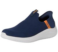 Skechers Boys Ultra Flex 3.0 Smooth Step Trainers, Navy Textile Orange Trim, 13.5 UK Child