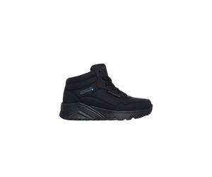 Skechers Boy's UNO LITE Lace Up Mid Top Waterproof Sneaker W/ Linear Embossed Collar Black | Size: Infant 12 Skechers Black Infant 12