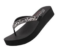 Skechers Butterfly and Flower Gem Thong W Yo Flip Flops Black 6 UK