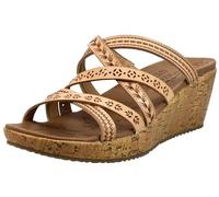 Skechers Cali Women's Beverlee - Tiger Posse - Bohemian Embroidered Multi-Strap Wedge Sandal, Natural, 8.5 M US
