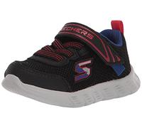 Skechers Comfy Flex Mini Trainer Sneaker, Black Textile & Synthetic/Red & Blue Trim, 5 UK Child