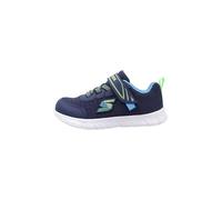 Skechers Comfy Flex Mini Trainer Sneaker, Navy Textile & Synthetic/Blue & Lime Trim, 10 UK Child