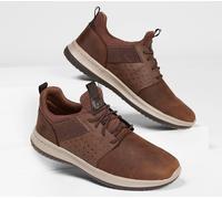 Skechers Delson Axton Men's Brown Shoes Genuine Leather Sneakers Everyday...