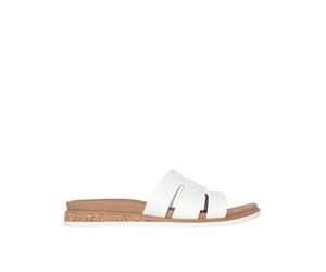 Skechers Desert Kiss Low Duraleather Double H Strap Slide Duraleather Sliders, White, Size 5, Women White