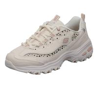 Skechers D'lites Wildcats Women's Chunky Trainers in White with Leo Animal Print White/Pink, white pink, 5 UK