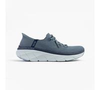 Skechers Women's D'Lux Walker 2.0 Thrill Movement Slip-On Sneakers, Slate Knit/Blue Trim, 4.5 UK